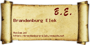 Brandenburg Elek névjegykártya